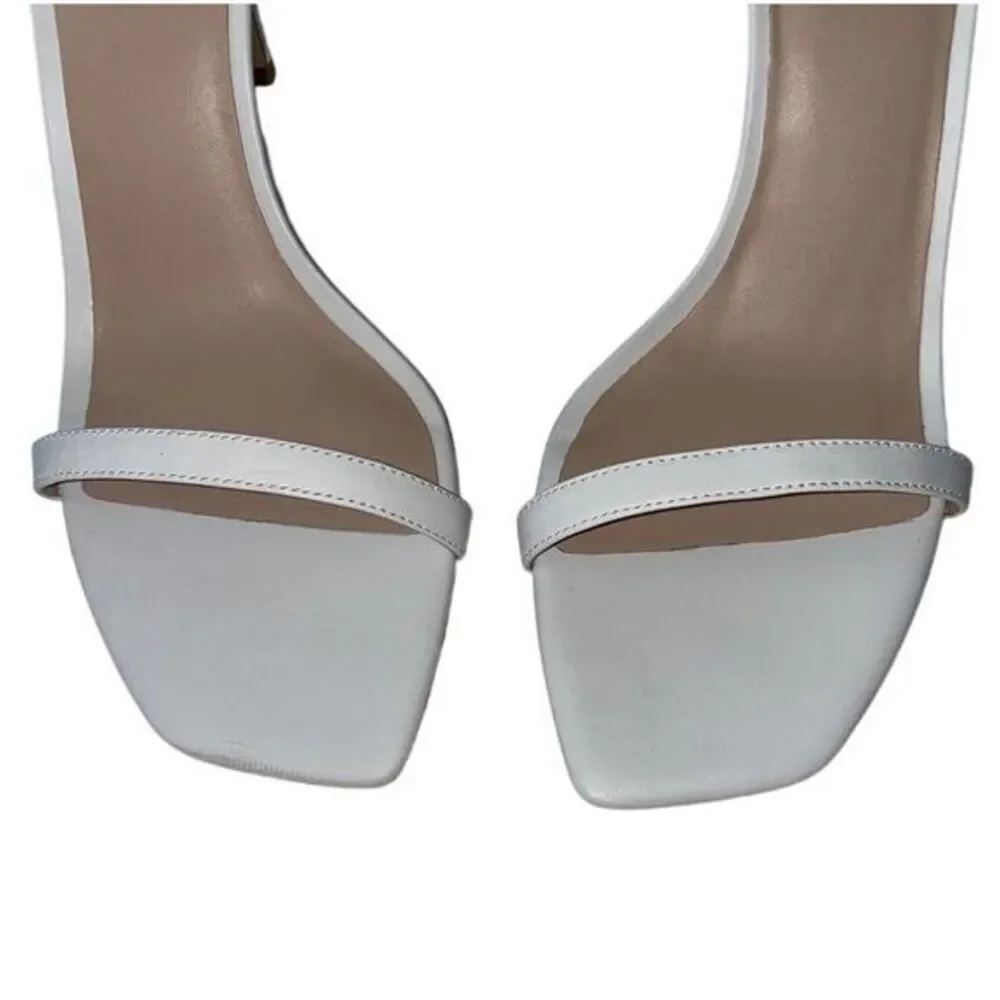 Stuart Weitzman NWOB Amelina 4 inch Leather Heels Sandals  White Leather Size 12